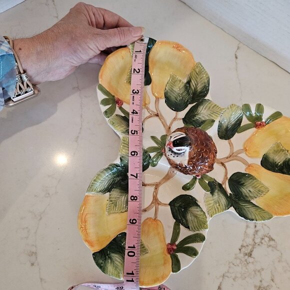 Fitz & Floyd FF Vintage 1991 Rare Woodland Partridge 3 Section Appetizer Tray - Picture 10 of 15